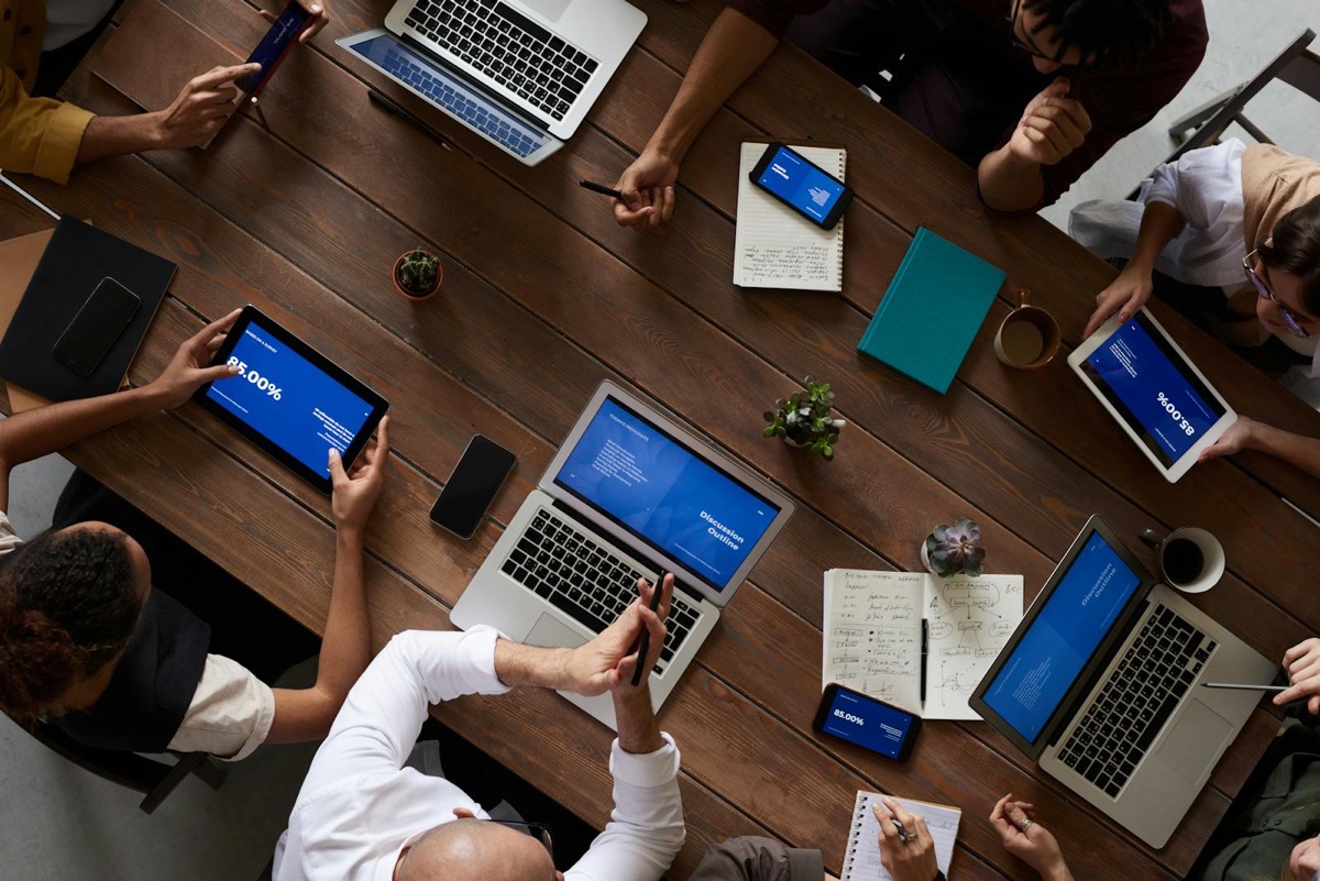 A business team meeting in Australia